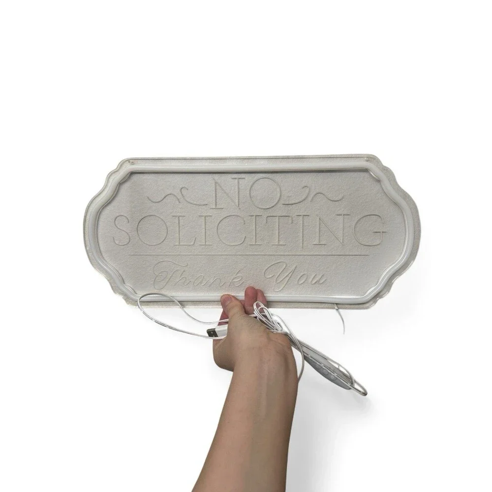 No Soliciting Thank you USB Dimmable Neon LED Sign Plug In 16.5